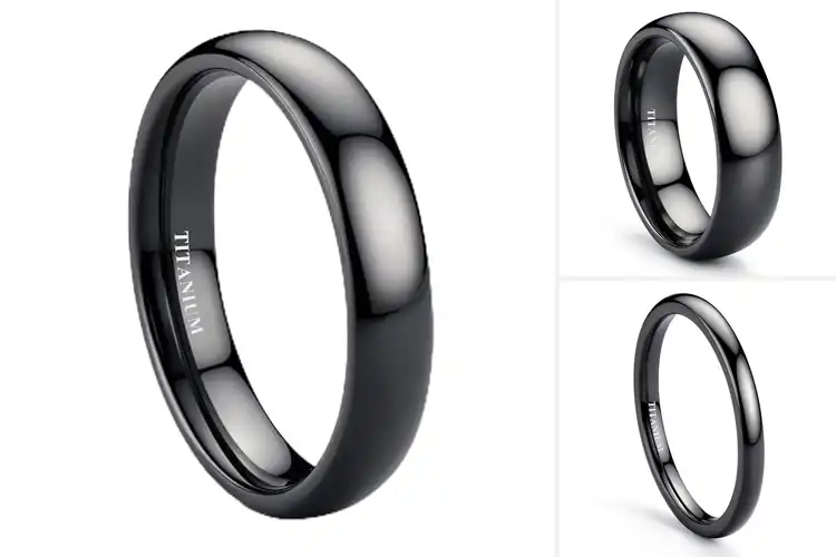 Detailed view of Best Black Plated Wedding Ring