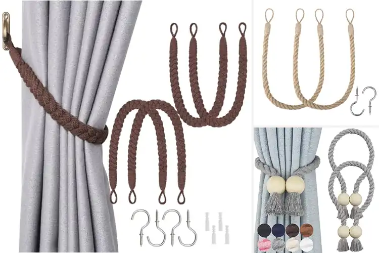 Detailed view of Best Hand Woven Curtain Rope Tiebacks