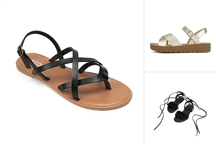 Detailed view of Best Synthetic Leather Cross Strap Sandals