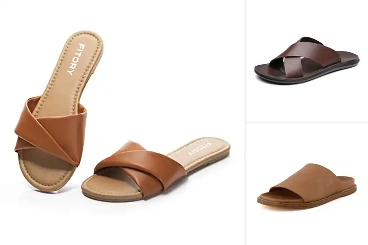Detailed view of Best Synthetic Leather Slides